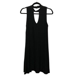 Xhilaration Solid Black Sleeveless Keyhole Neck Dress With Back Button Closure M